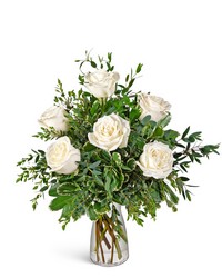 Half Dozen White Roses -A local Pittsburgh florist for flowers in Pittsburgh. PA