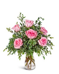 Half Dozen Pink Roses -A local Pittsburgh florist for flowers in Pittsburgh. PA