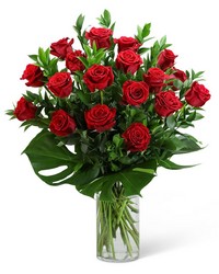 Red Roses with Modern Foliage (18) -A local Pittsburgh florist for flowers in Pittsburgh. PA