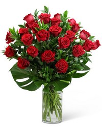 Red Roses with Modern Foliage (24) -A local Pittsburgh florist for flowers in Pittsburgh. PA