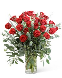 Red Roses with Eucalyptus Foliage (24) -A local Pittsburgh florist for flowers in Pittsburgh. PA