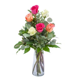 Six Roses, Vased -A local Pittsburgh florist for flowers in Pittsburgh. PA